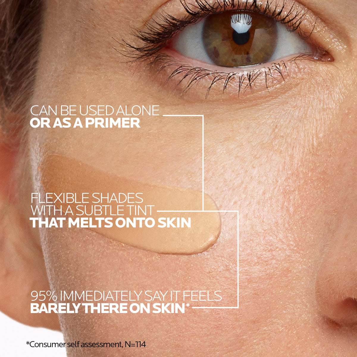 La Roche-Posay applied on hand showing tint blending for even tone