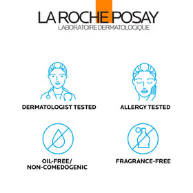 La Roche-Posay applied on arm at beach showing water-resistant protection benefit
