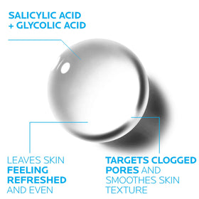 La Roche-Posay close-up of clear liquid texture highlighting gentle exfoliation