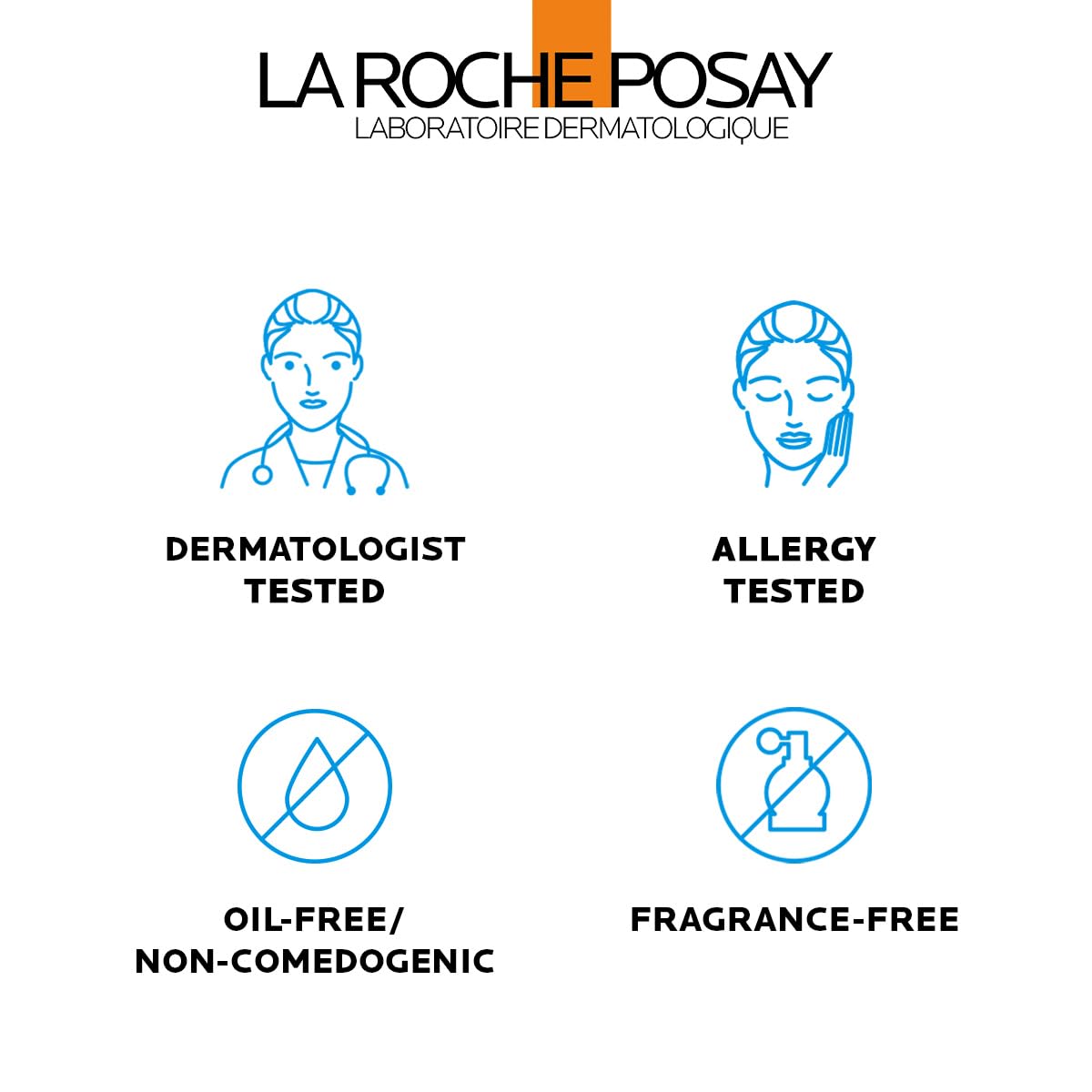 La Roche-Posay pump dispensing sunscreen highlighting quick application benefit