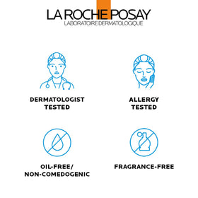 La Roche-Posay pump dispensing sunscreen highlighting quick application benefit