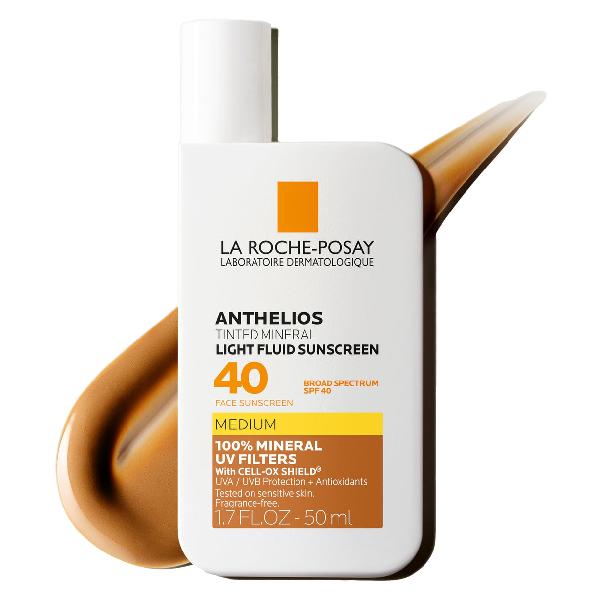 La Roche-Posay front packaging showing SPF 40 tinted mineral sunscreen benefits