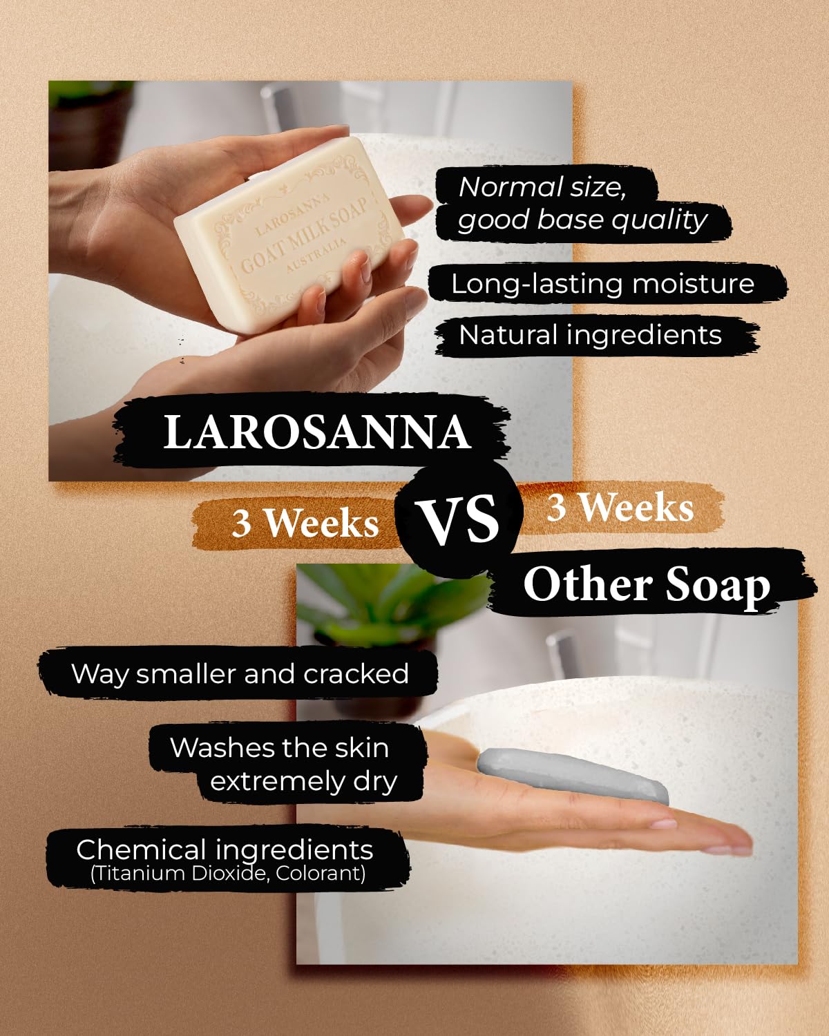 larosanna soap in a bathroom setting suggesting calming daily ritual
