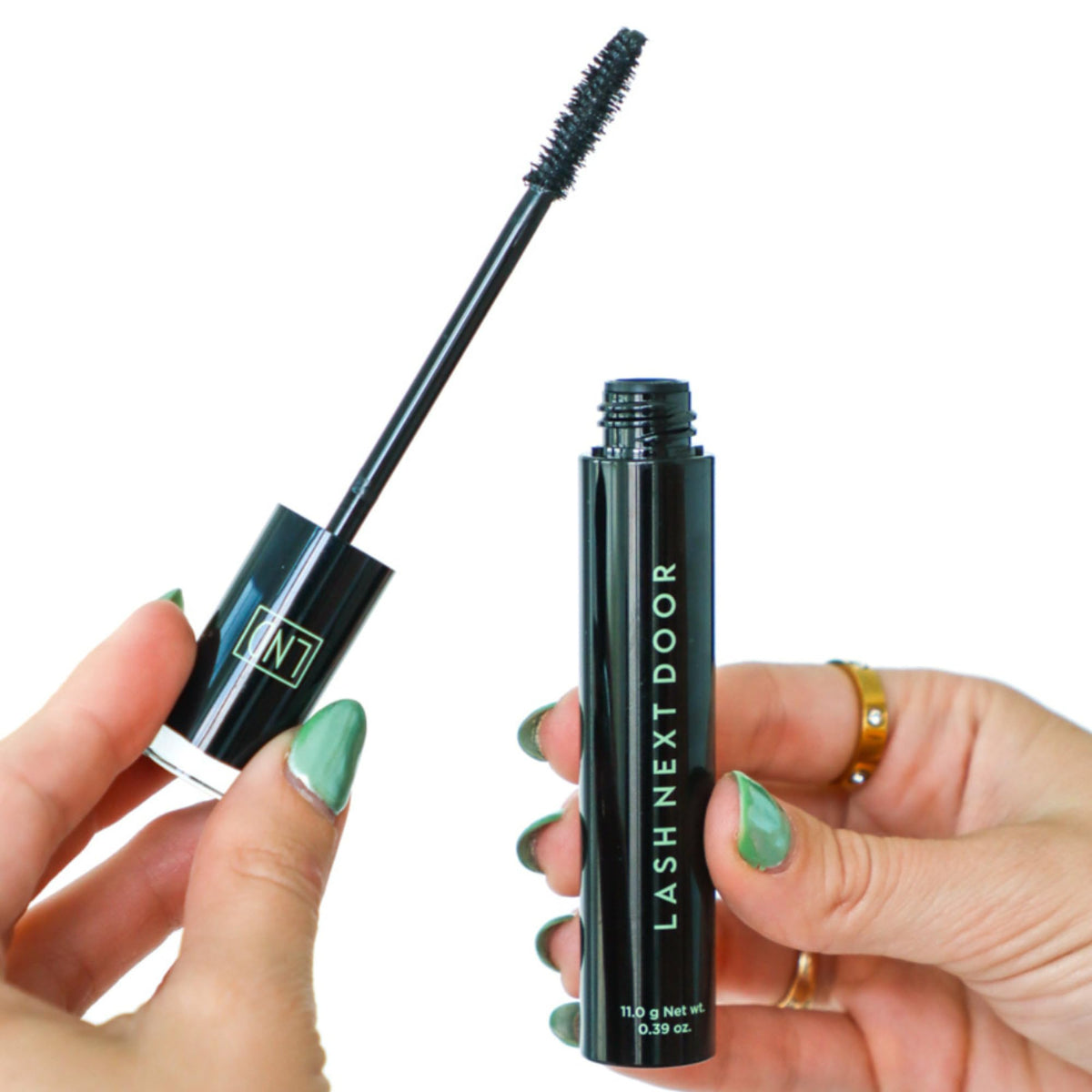 Lash Next Door before and after lashes demonstrating fuller, longer effect for comparison