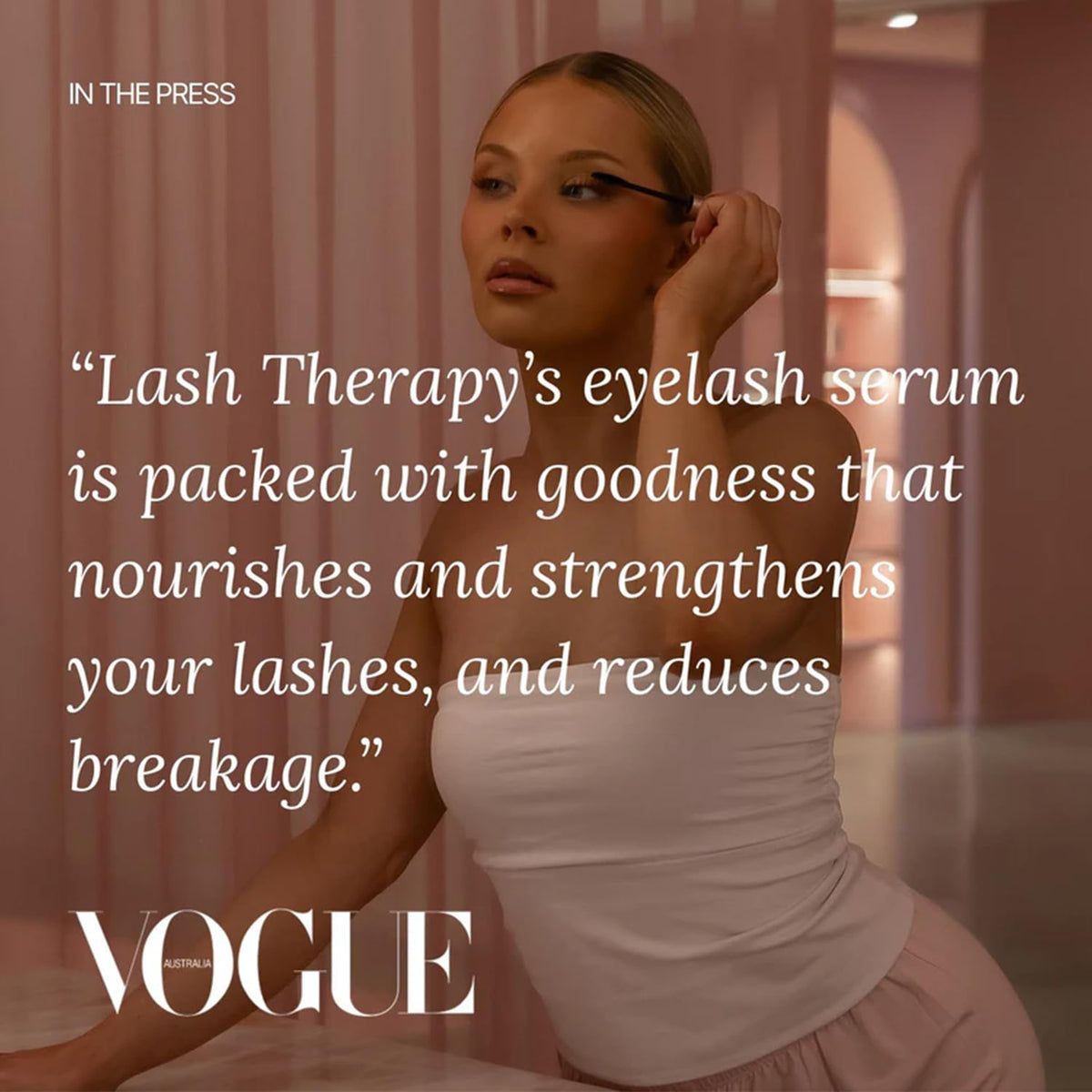 Lash Therapy Australia on bathroom counter in morning routine for daily use benefit