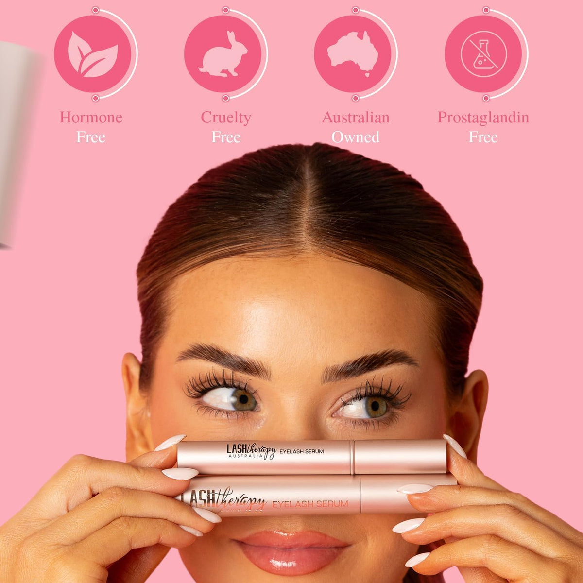 Lash Therapy Australia 3ml size next to everyday items showing travel-friendly scale