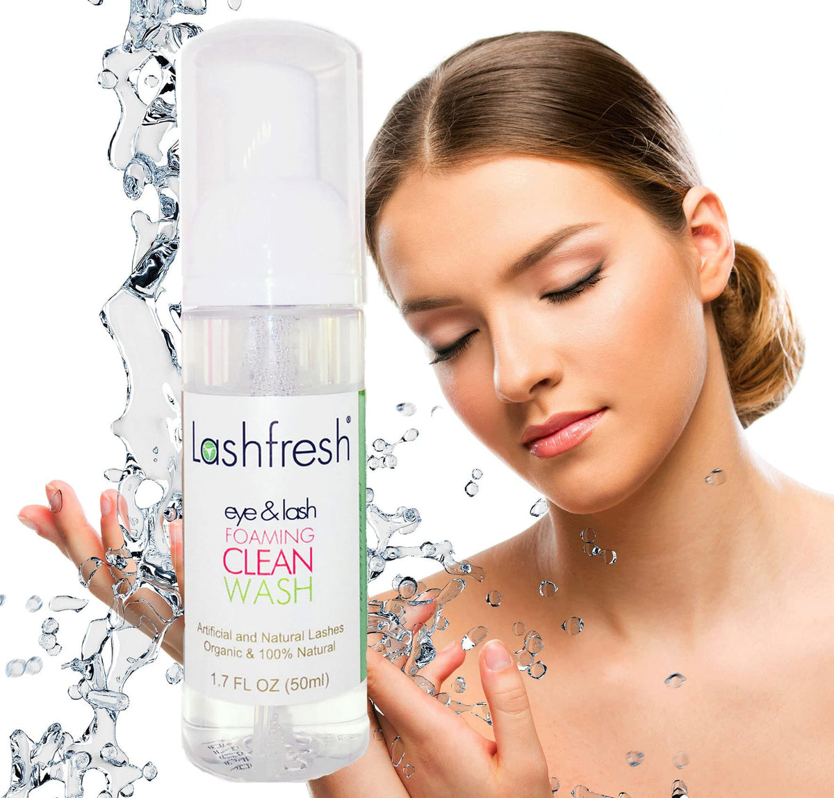 Close-up of Lashfresh foam texture demonstrating gentle, non-irritating lather