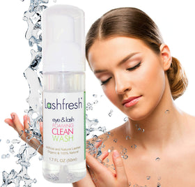 Close-up of Lashfresh foam texture demonstrating gentle, non-irritating lather