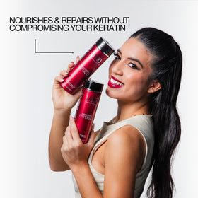 Lasio keratin-rich conditioner texture closeup highlighting silky finish