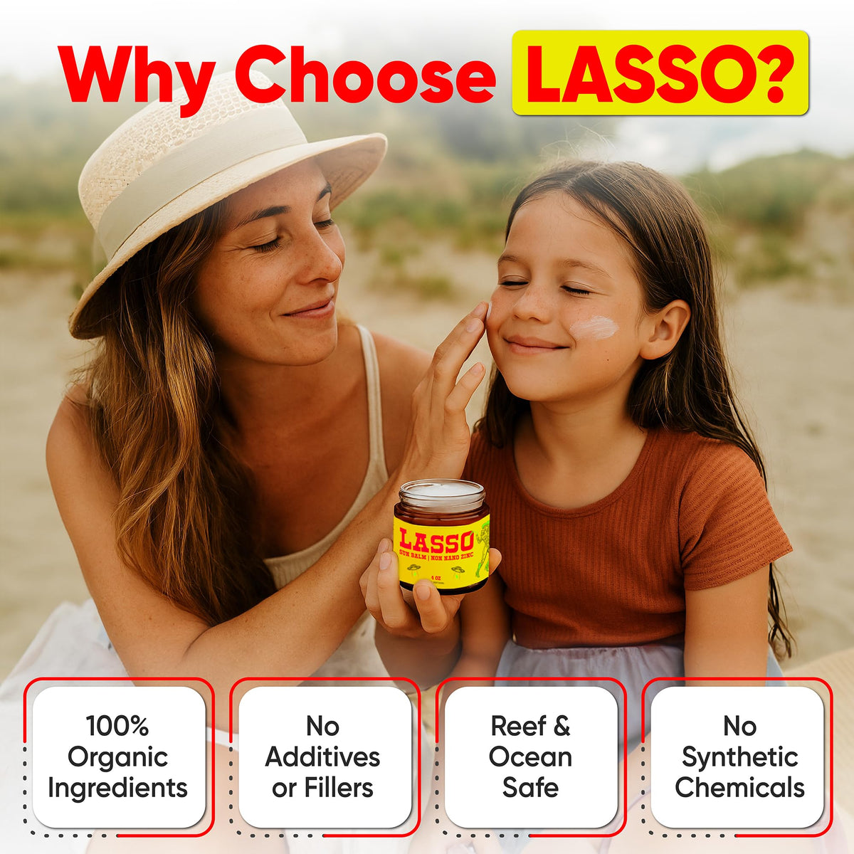 LASSO TALLOW next to common items showing 4oz scale and travel-friendly size benefit