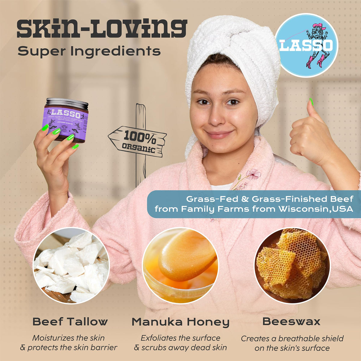 LASSO TALLOW hot-pour tallow in small-batch production demonstrating craft quality