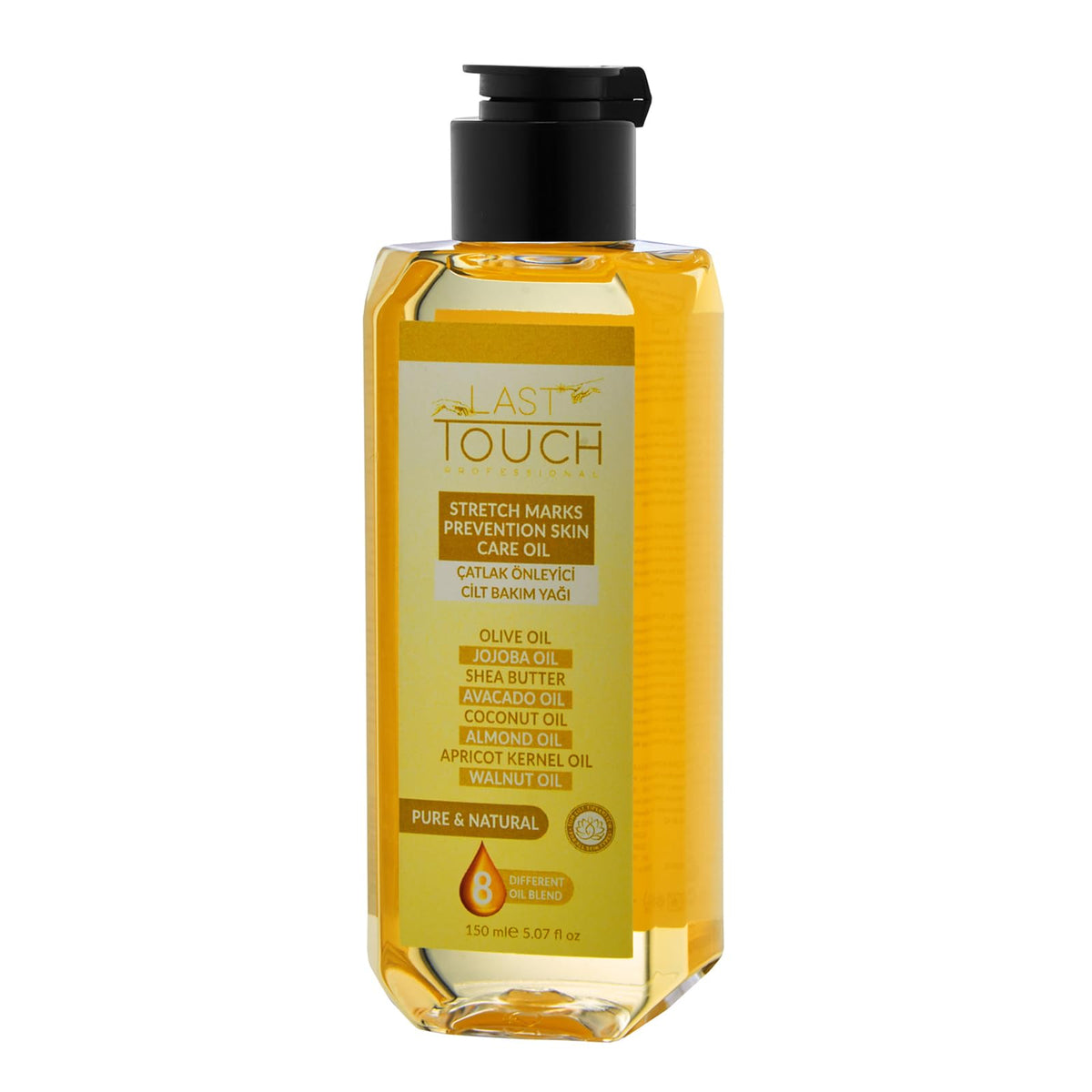LAST TOUCH bottle in bathroom scene suggesting relaxing routine benefit