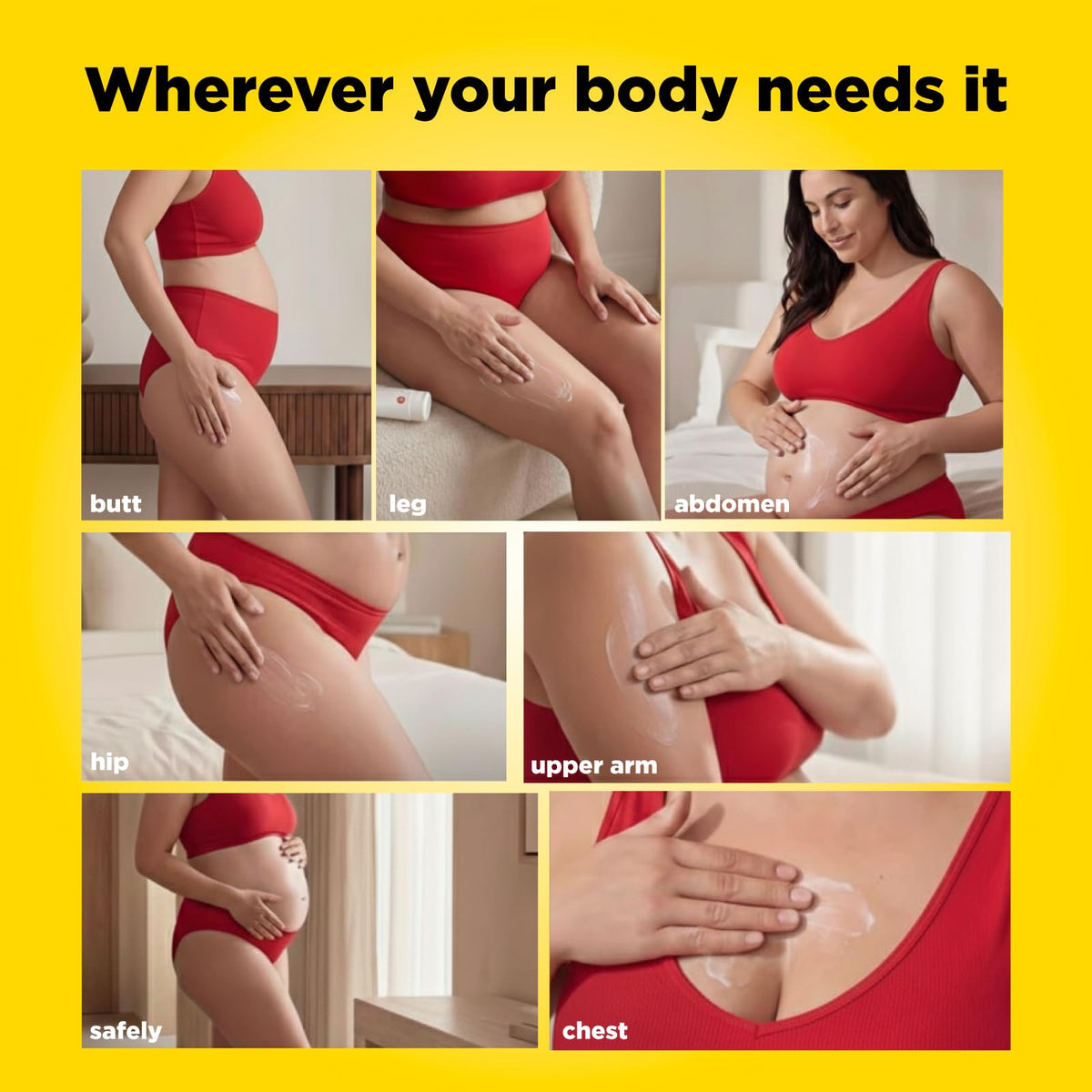 LAST TOUCH being massaged into thighs for improved skin smoothness
