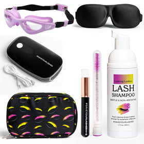 Lasting Lashes kit front view showing full contents and easy storage benefit