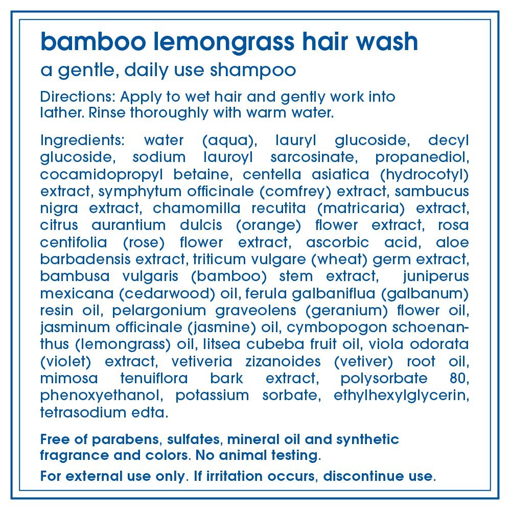 LATHER back label ingredients list clear view for ingredient transparency