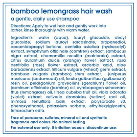 LATHER back label ingredients list clear view for ingredient transparency