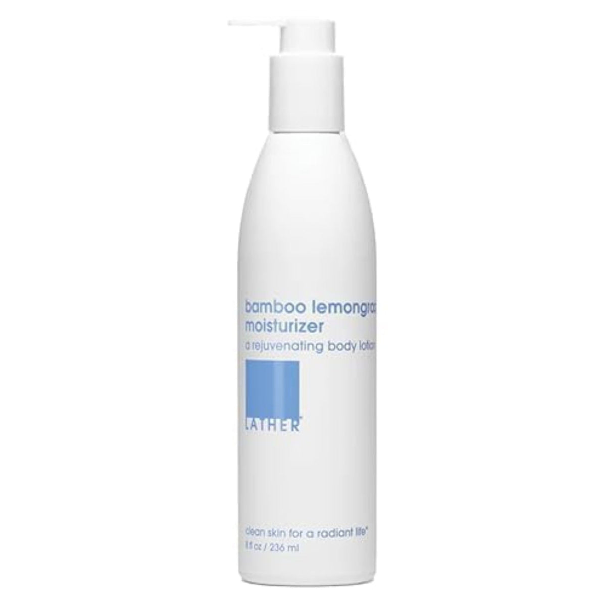 LATHER front packaging showing bamboo lemongrass lotion and brand clarity