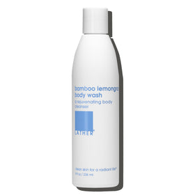 LATHER front packaging showing Bamboo Lemongrass bottle and clear labeling for easy identification