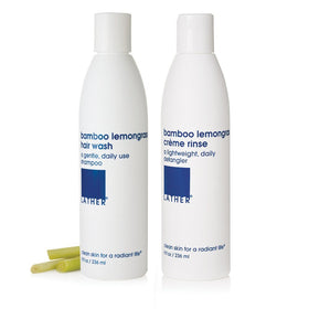 LATHER bottles arranged in a bathroom setting for lifestyle appeal