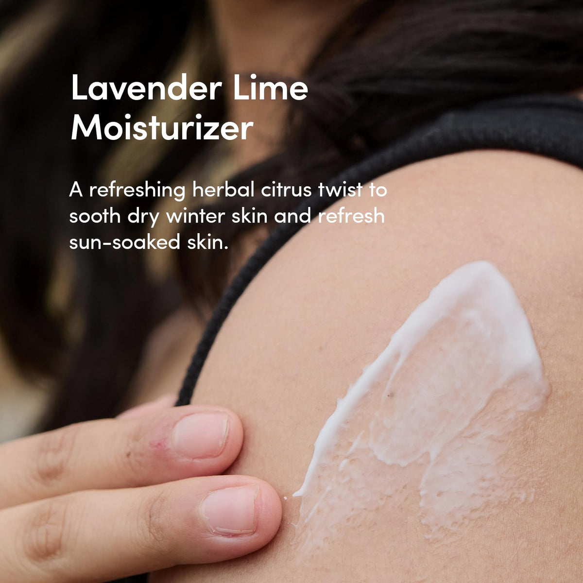 LATHER lotion texture close-up on skin highlighting smooth, non-greasy absorption benefit