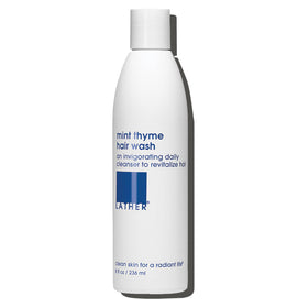 LATHER bottle front packaging showing label and 8 fl oz size for clear product ID and quality