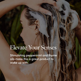 LATHER foamy shampoo texture on hand showing gentle lather and lightweight cleansing