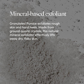 LATHER close-up pumice granules highlighting mechanical exfoliation benefit