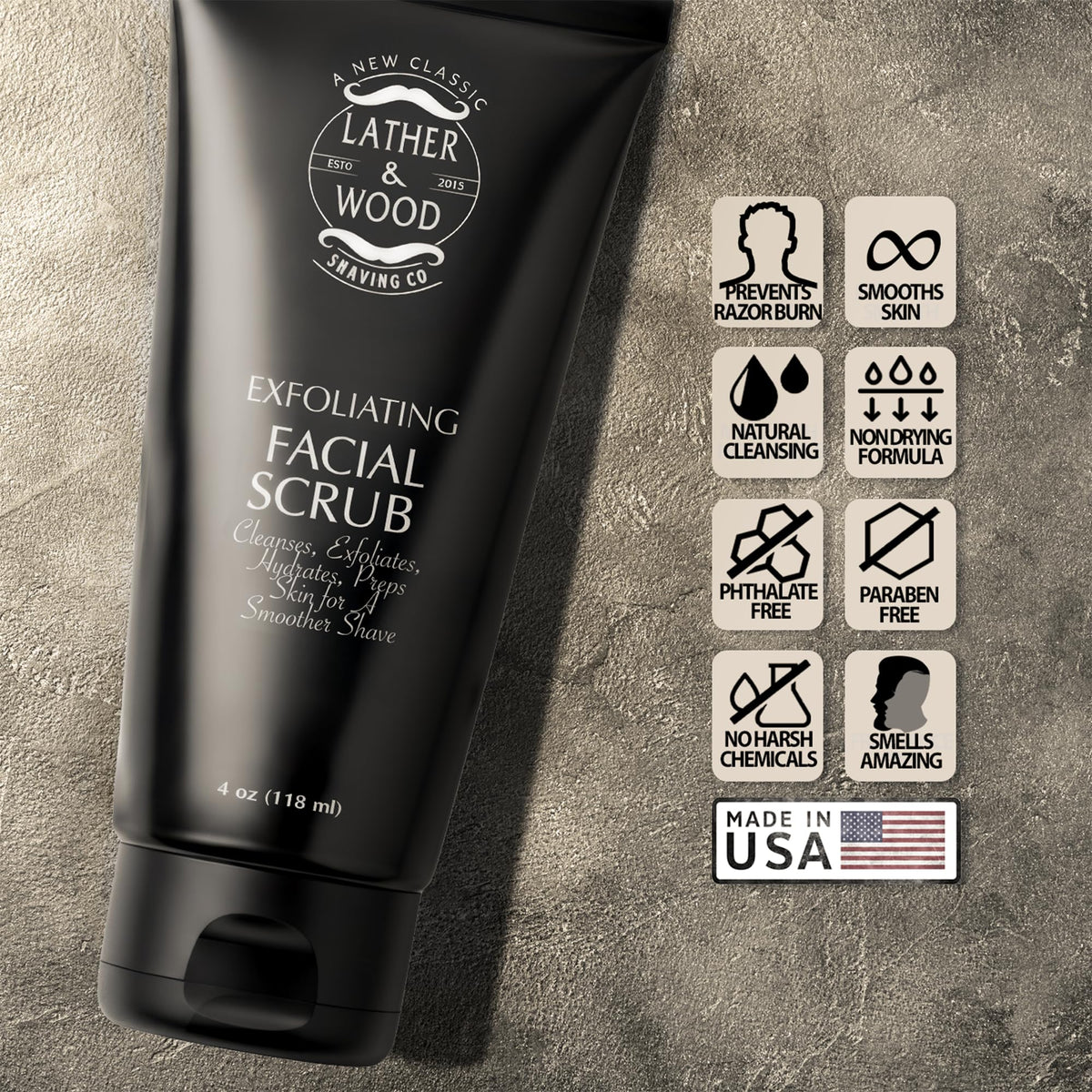 Lather & Wood product in hand being applied to damp skin for easy grooming