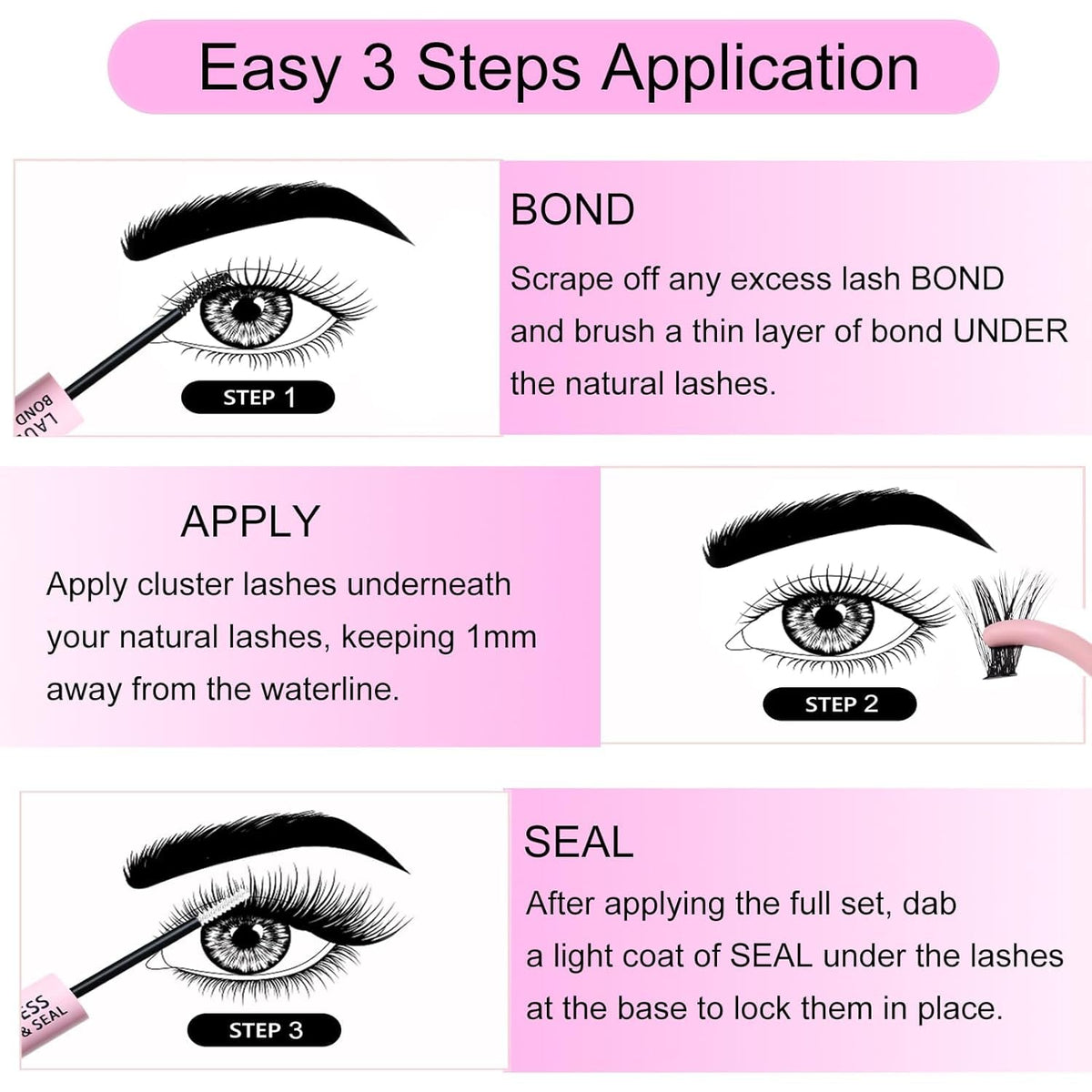 LAUBESS lash clusters being applied demonstrating easy DIY placement benefit