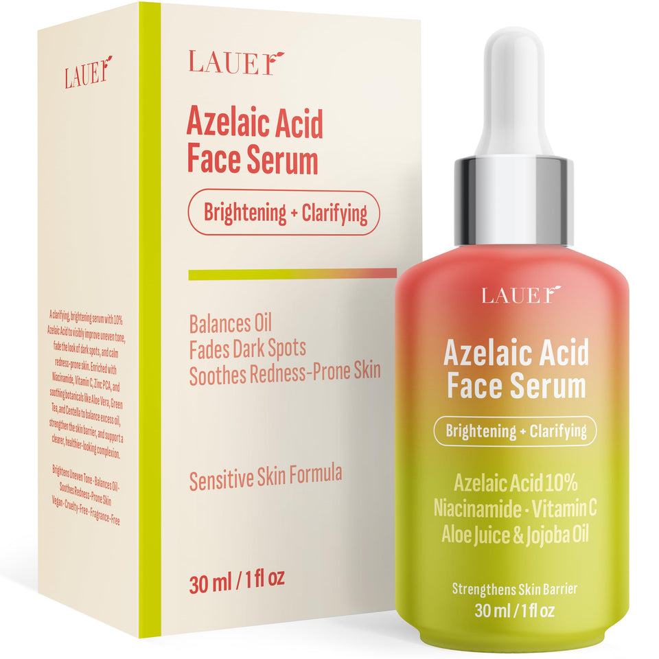 LAUER COSMETIC front bottle of azelaic 10% serum showing clean design and clarity