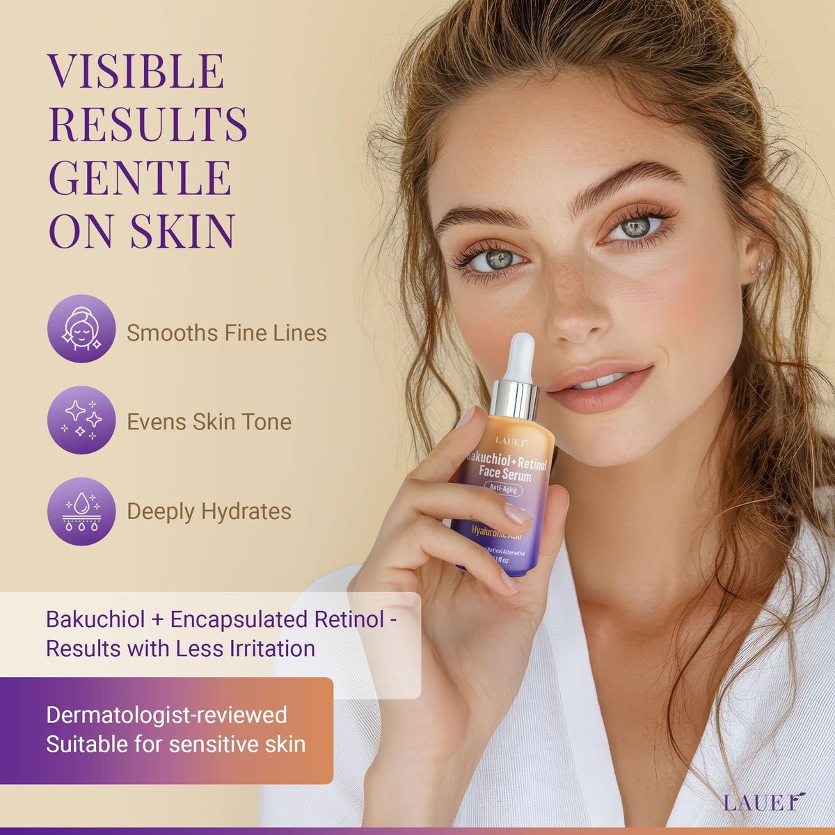 LAUER COSMETIC pipette dispensing serum for controlled, waste-free dosing