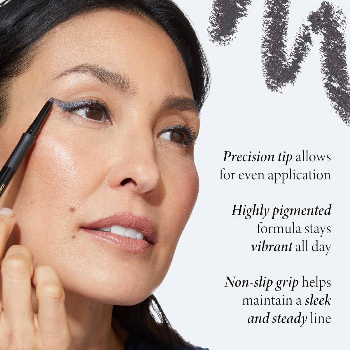 LAURA GELLER NEW YORK pencil tip close-up showing creamy texture benefit smooth glide