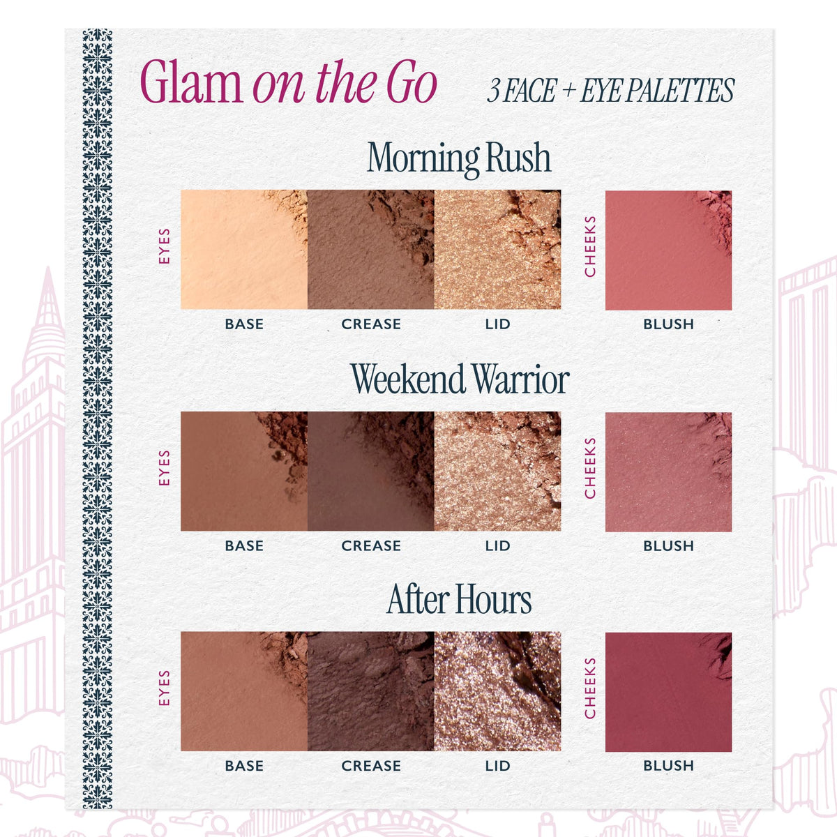 LAURA GELLER NEW YORK printed application guide on pans for easy step-by-step use