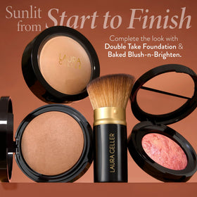 LAURA GELLER applying bronzer under cheekbone for subtle contour