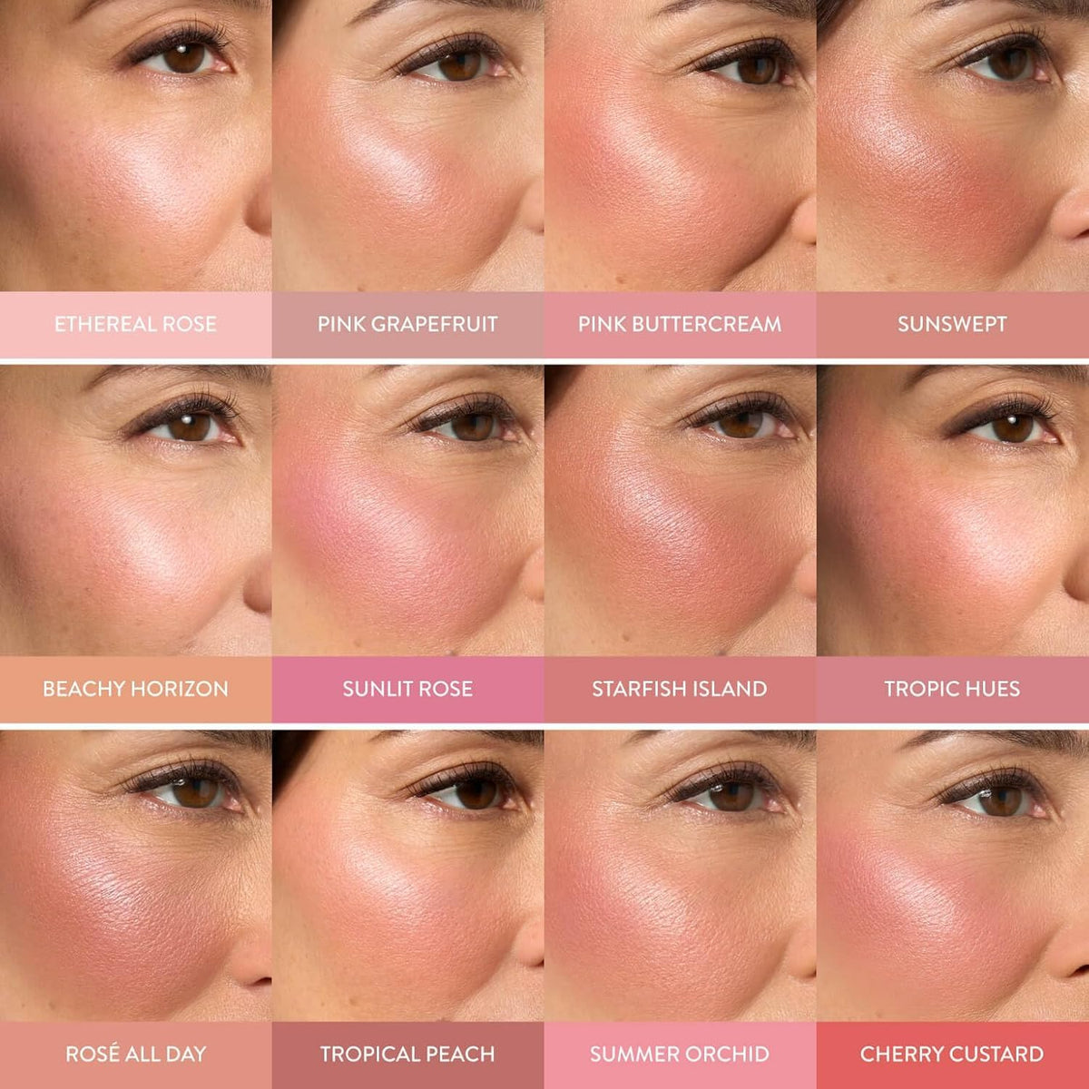 LAURA GELLER applying blush on cheek showing natural-looking, satin finish