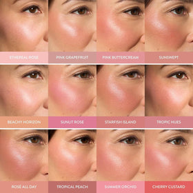 LAURA GELLER applying blush on cheek showing natural-looking, satin finish