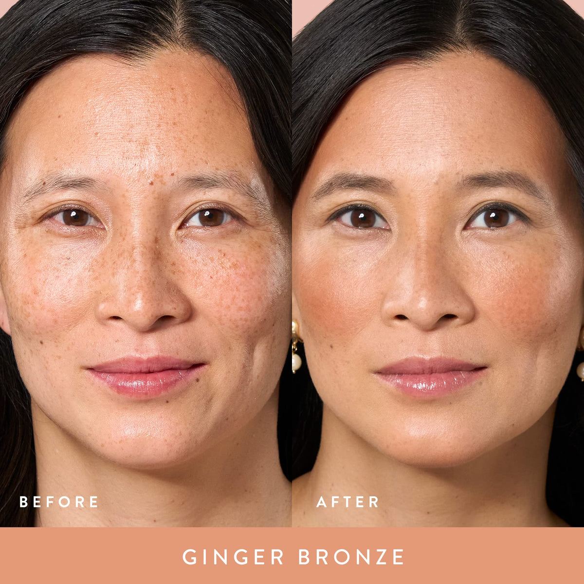 LAURA GELLER brush applying powder to pan illustrating easy one-step application