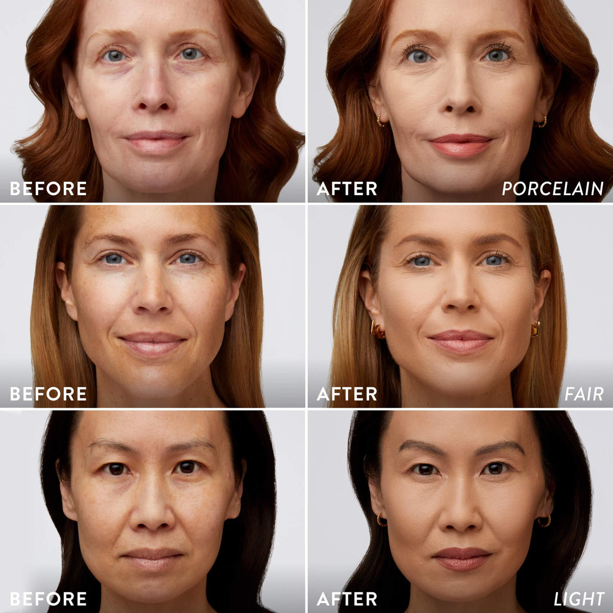 LAURA GELLER before and after comparison on model benefit: visible coverage improvement