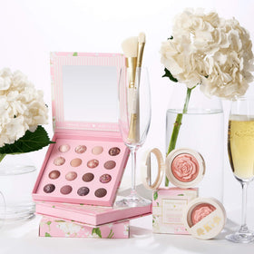 LAURA GELLER blush on vanity with accessories conveys everyday elegance