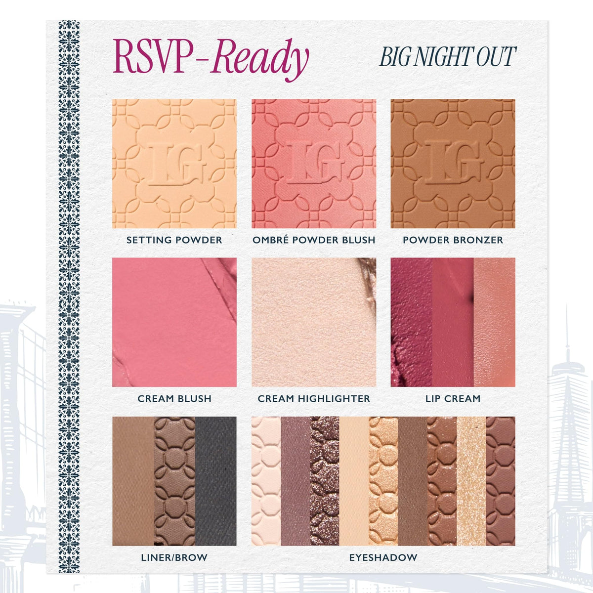 LAURA GELLER NEW YORK cream blush and powder blush pans showing buildable cheek color benefit