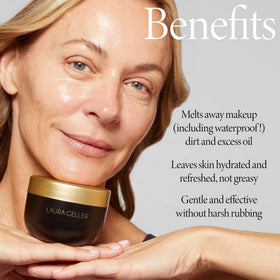 LAURA GELLER NEW YORK applying cold cream to face for effortless makeup dissolution