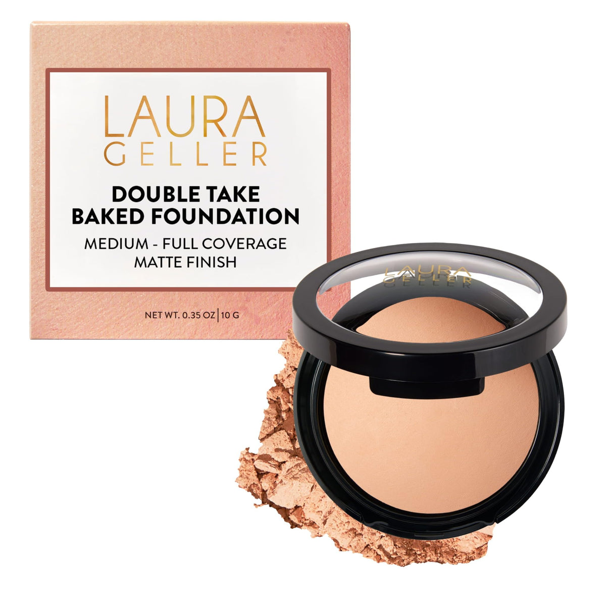 LAURA GELLER compact front view showing fair shade and sleek packaging benefit: travel-ready