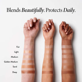LAURA GELLER swatches showing buildable coverage and shade depth