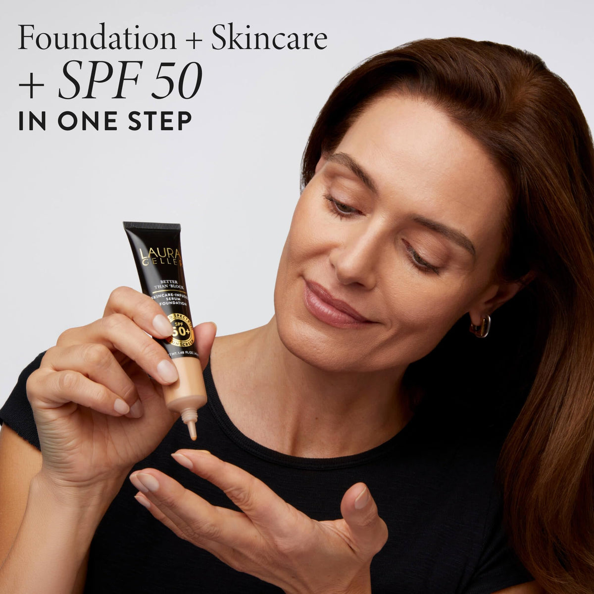LAURA GELLER foundation on model for natural, dewy everyday radiance