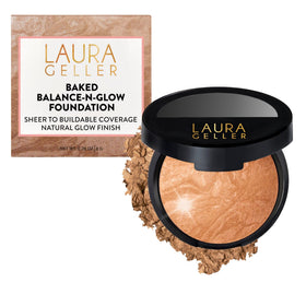 LAURA GELLER front compact showing Golden Medium shade and sleek design benefit: easy storage