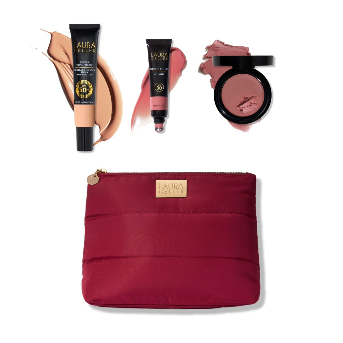 LAURA GELLER NEW YORK kit front view showing compact set and benefits