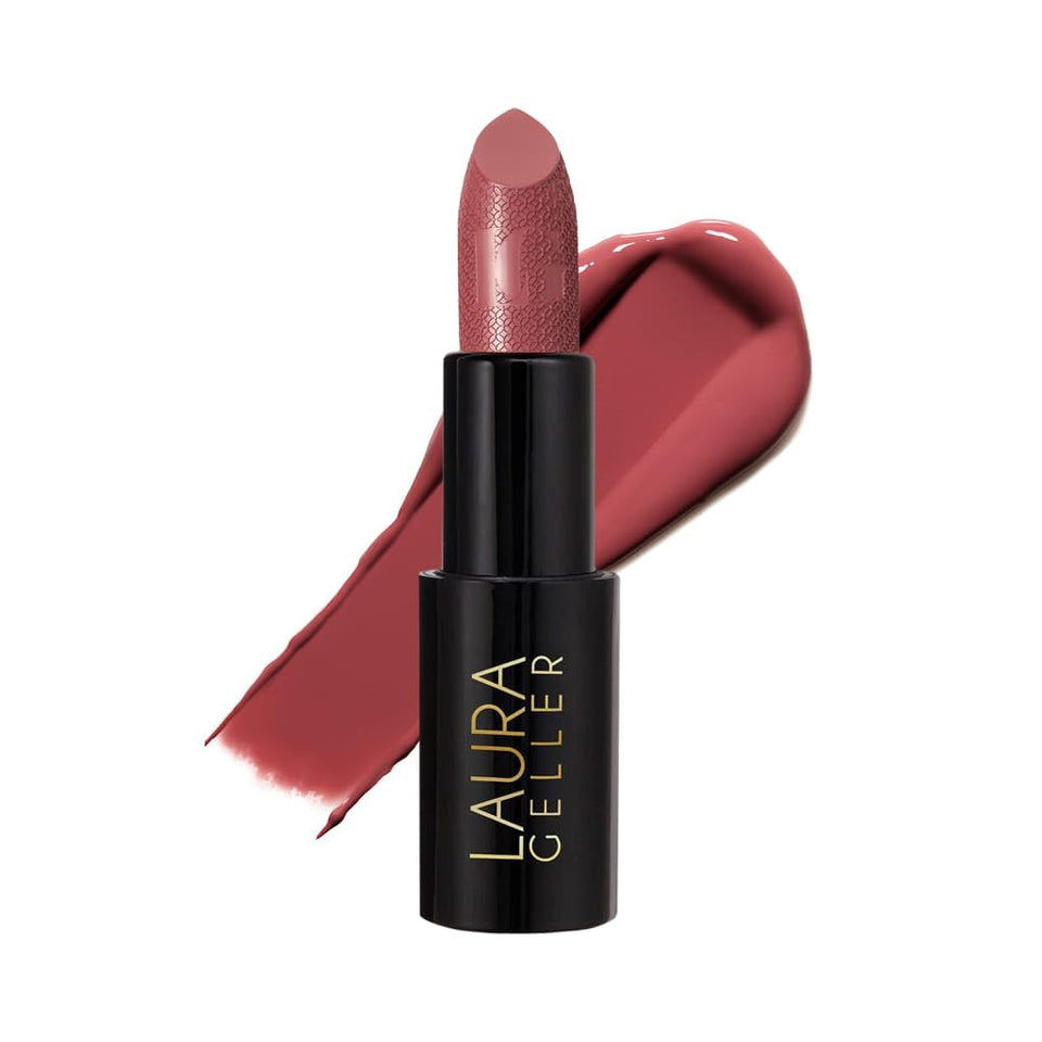 LAURA GELLER NEW YORK front packaging showing Chocolate Raspberry shade benefit: bold pigment