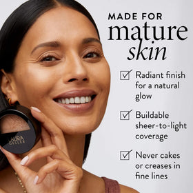 LAURA GELLER ribbons of highlighter in the powder giving subtle glow