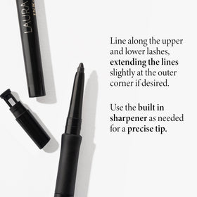 LAURA GELLER eyeliner being applied close to lashes for precision and definition