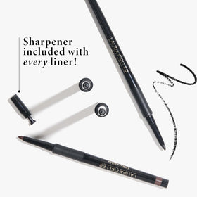 LAURA GELLER NEW YORK built-in sharpener detail showing convenience and on-the-go sharpening